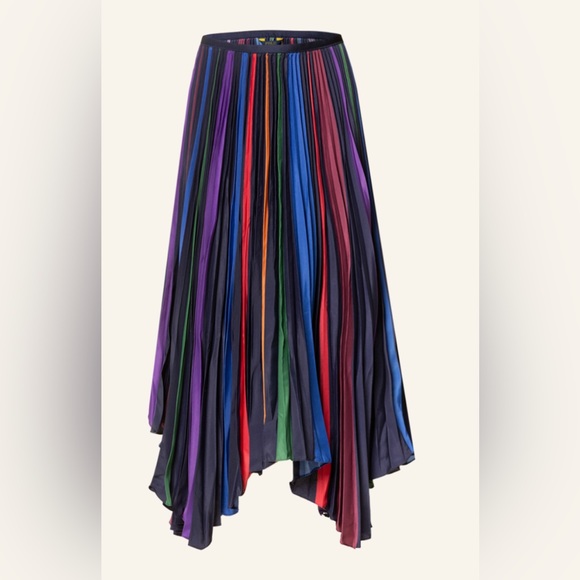 Polo Ralph Lauren Jaden striped Navy Stripe Pleated MIDI Skirt Size XS n… - Picture 8 of 8